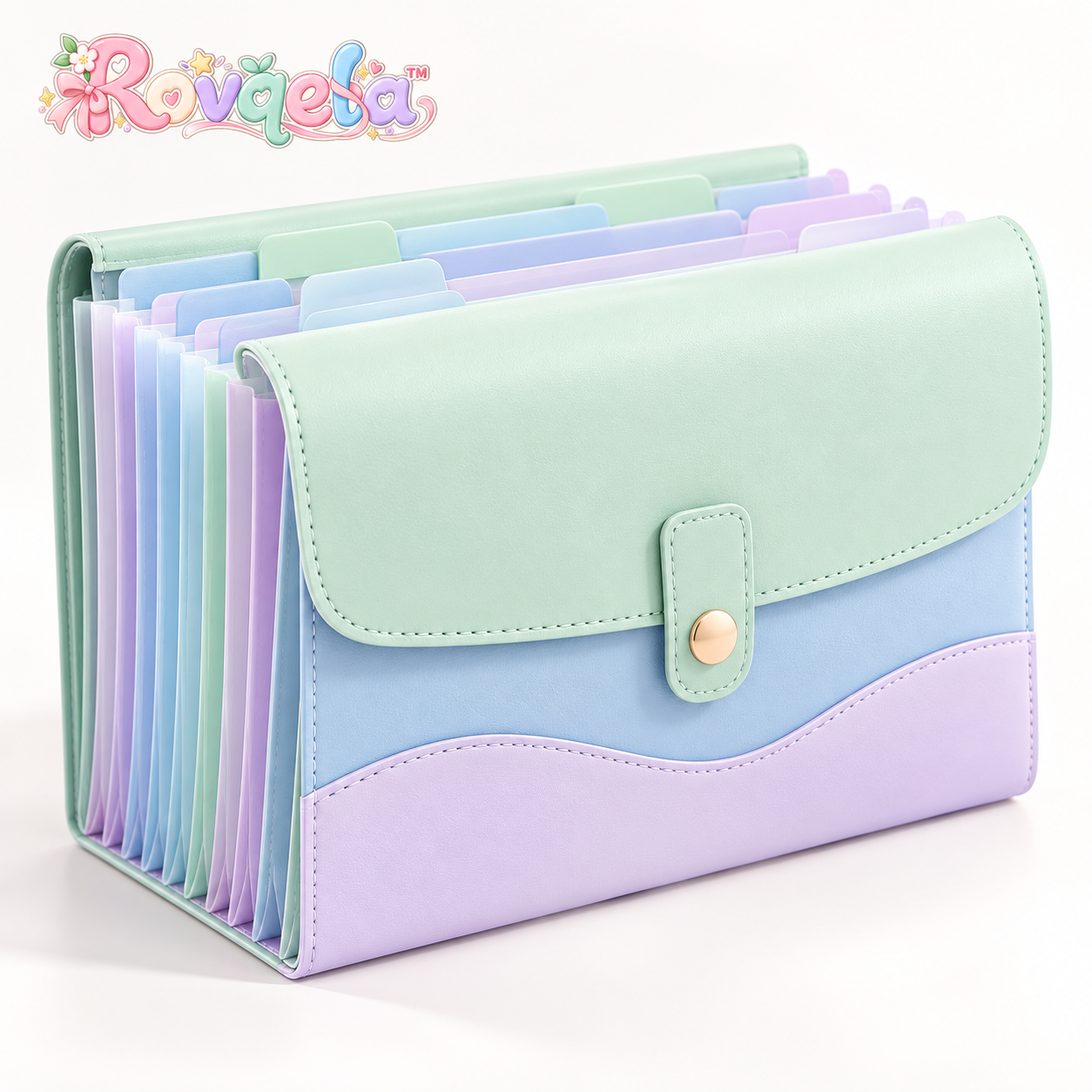 Rovqela Mint Pastel Accordion File Organizer