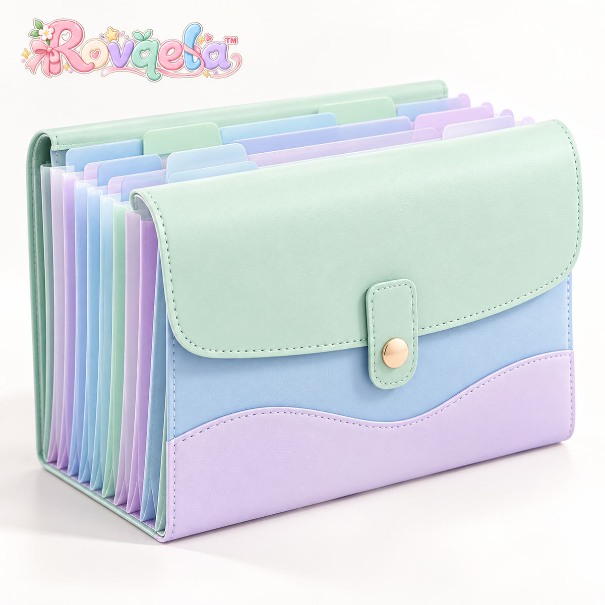 Rovqela™ Mint Pastel Accordion File Organizer