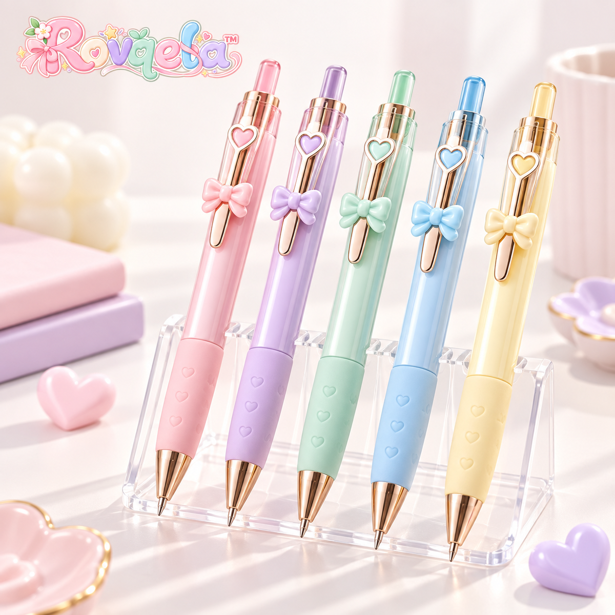 Rovqela™ Sweet Bow Retractable Pen Set