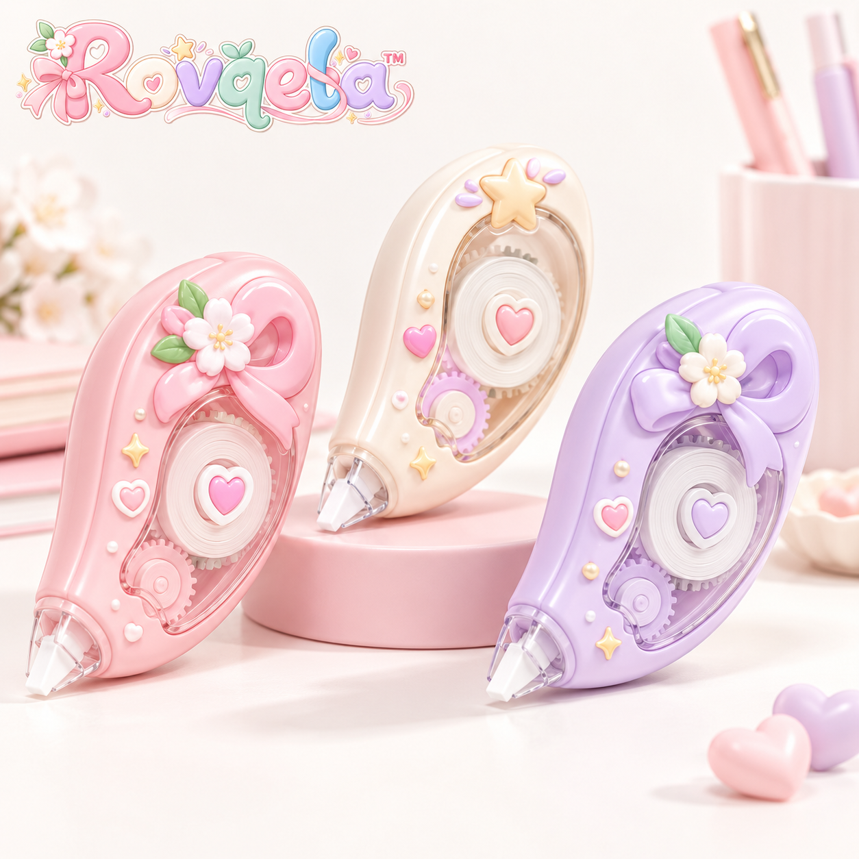 Rovqela Floral Bow Correction Tape Set