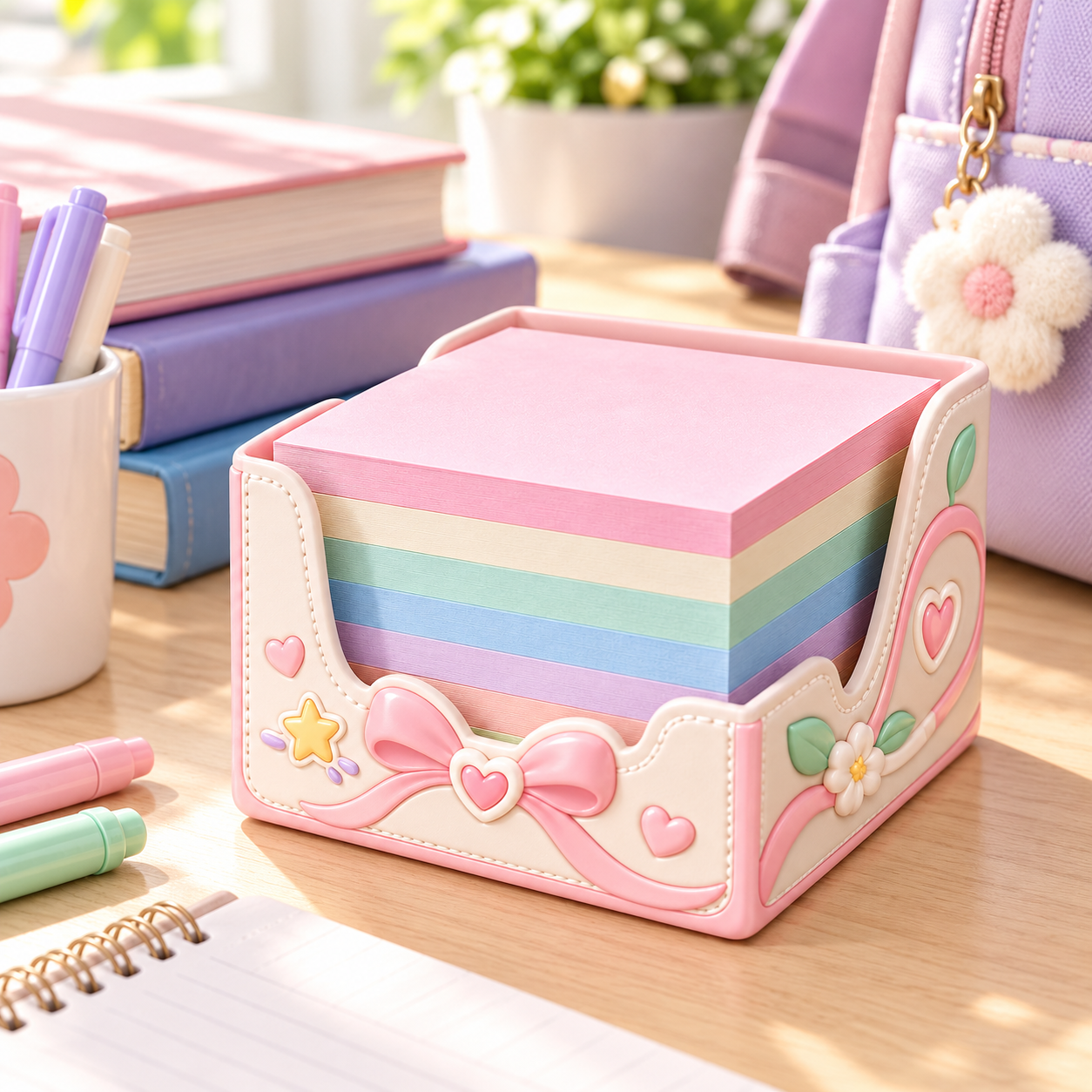 Rovqela memo cube on pastel desk