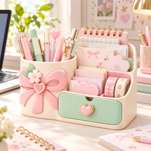 Rovqela™ Bow Multi-Compartment Desk Organizer