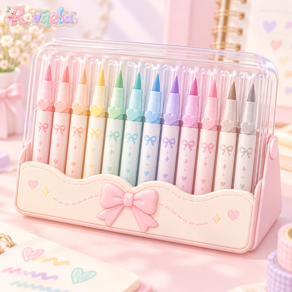 Rovqela™ Pastel Marker Set with Desk Holder