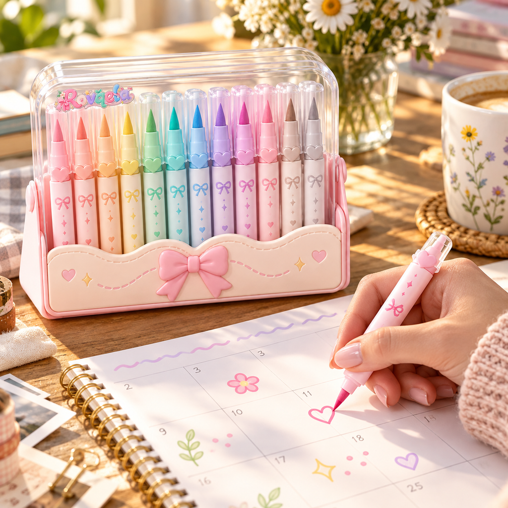 Rovqela™ Pastel Marker Set with Desk Holder