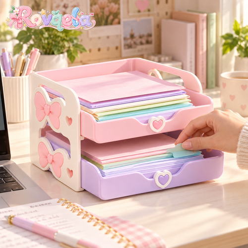 Rovqela™ Pastel Two-Tier Desk Organizer