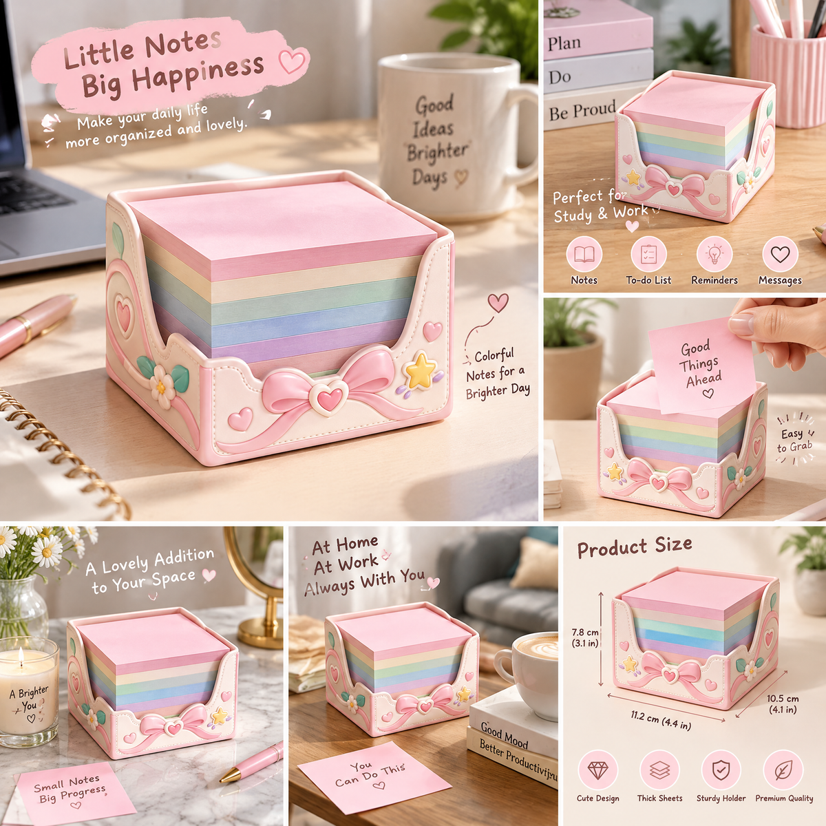 Rovqela™ Rainbow Pastel Memo Cube