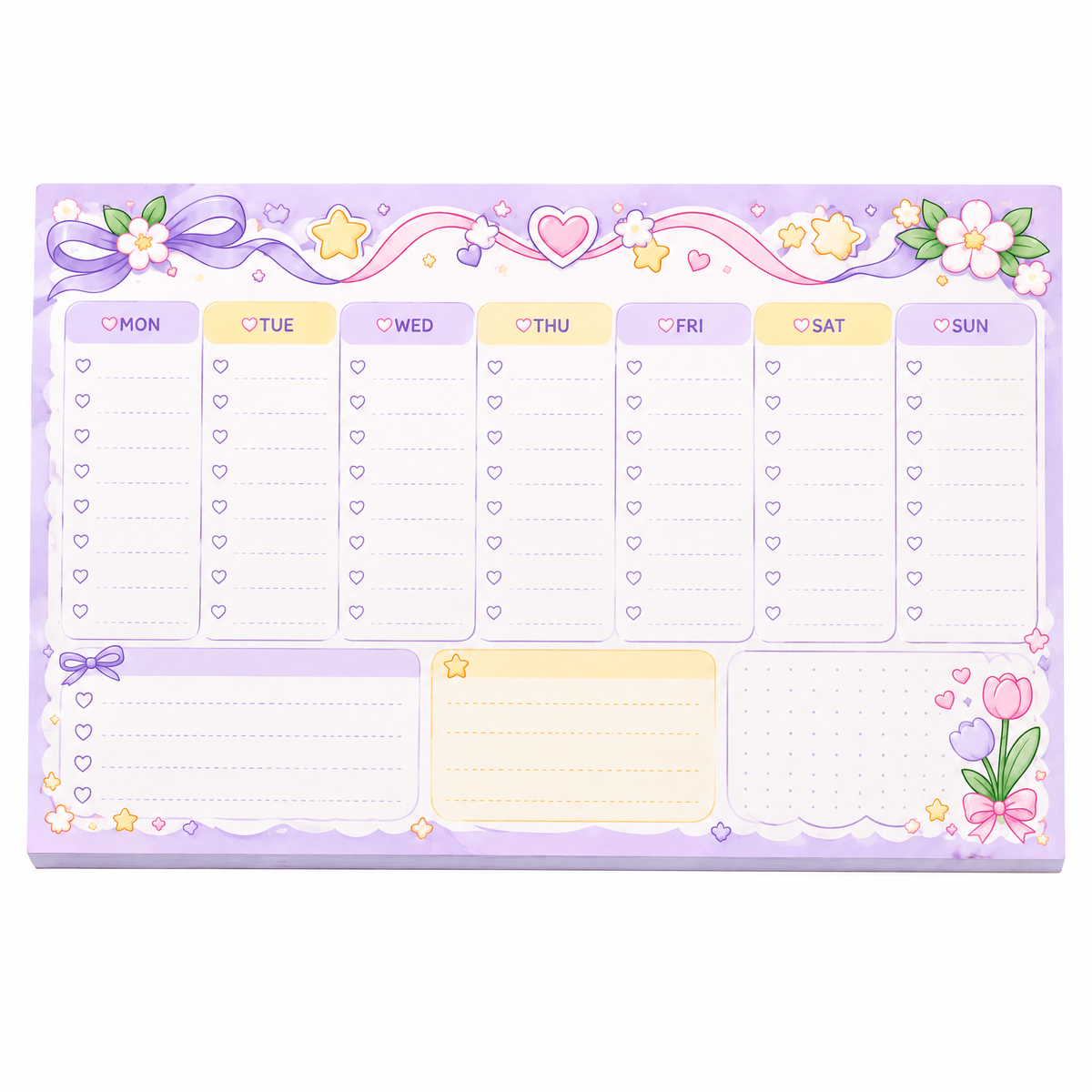 Rovqela™ Lavender Weekly Desk Planner