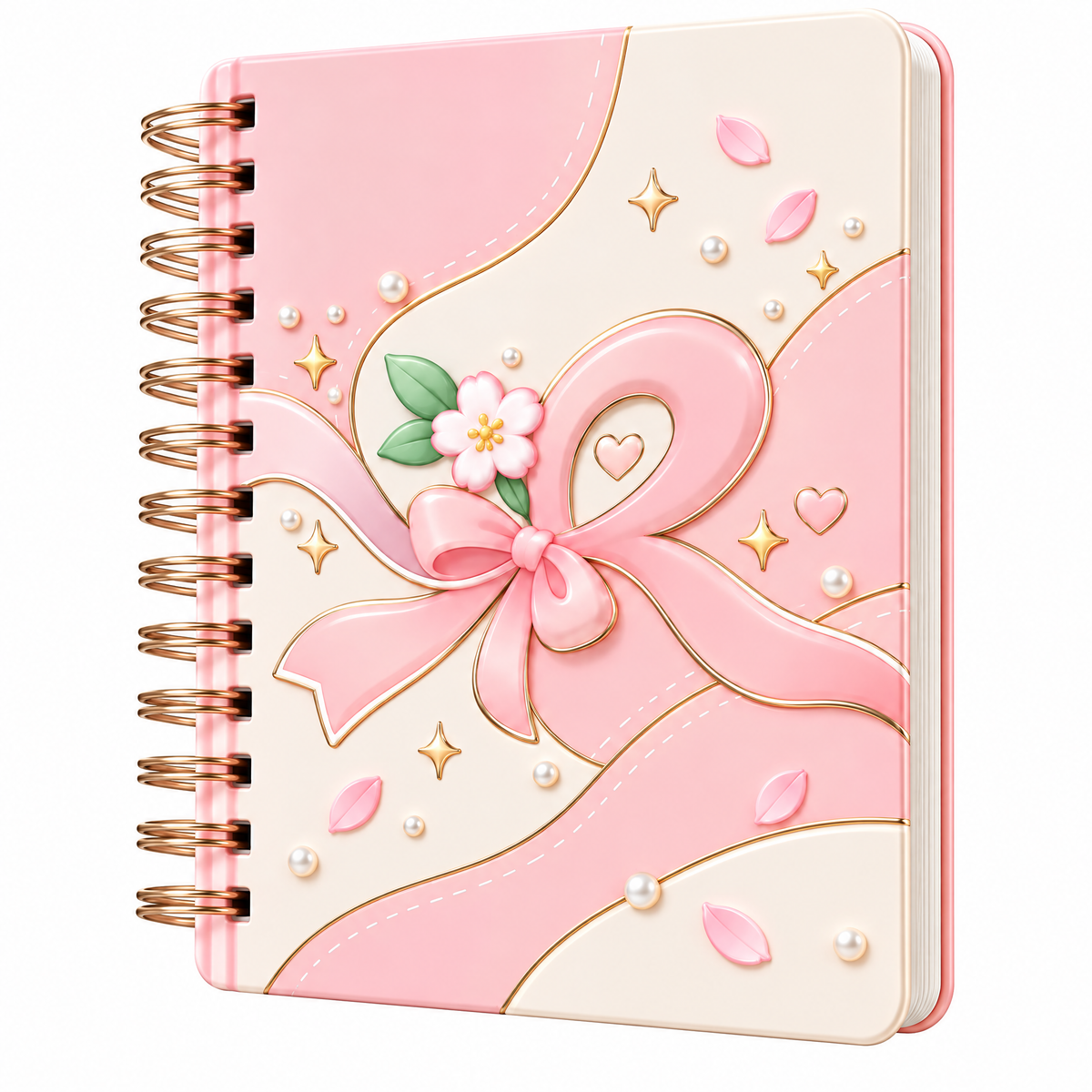 Rovqela™ Blush Bow Spiral Notebook